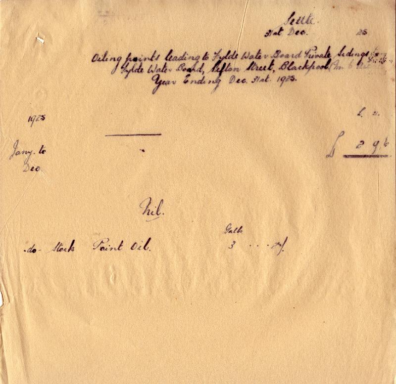 Bill for Oiling Points.jpg - Bill for Oiling of Points at Fylde Water Board Private Siding, for year ending 31st December 1925